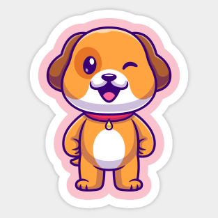 Cute Dog Standing Cartoon Sticker